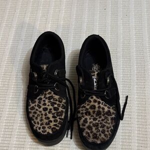 TUK Black and Leopard Print Sneakers
